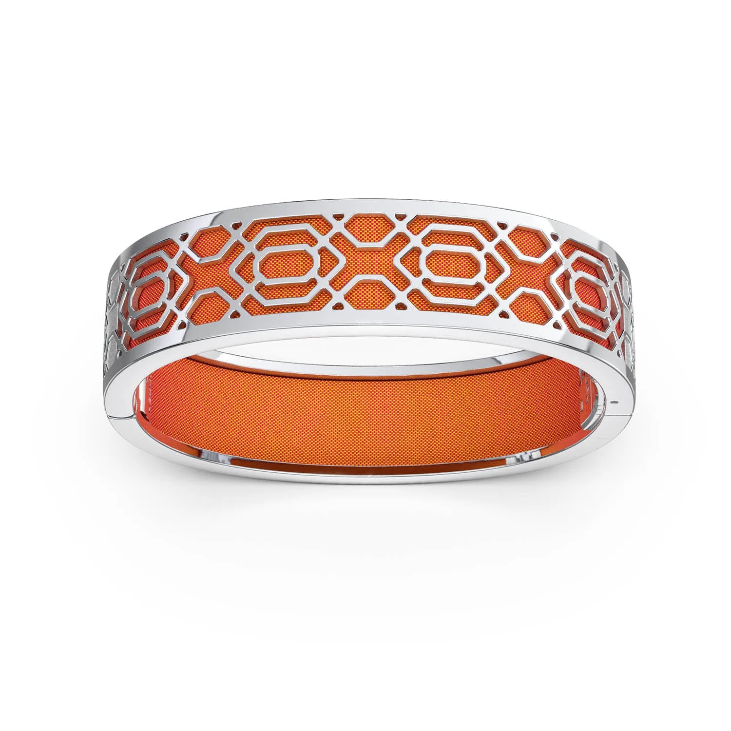 Peranakan Grace Bangle - Sunset Orange - Sterling Silver