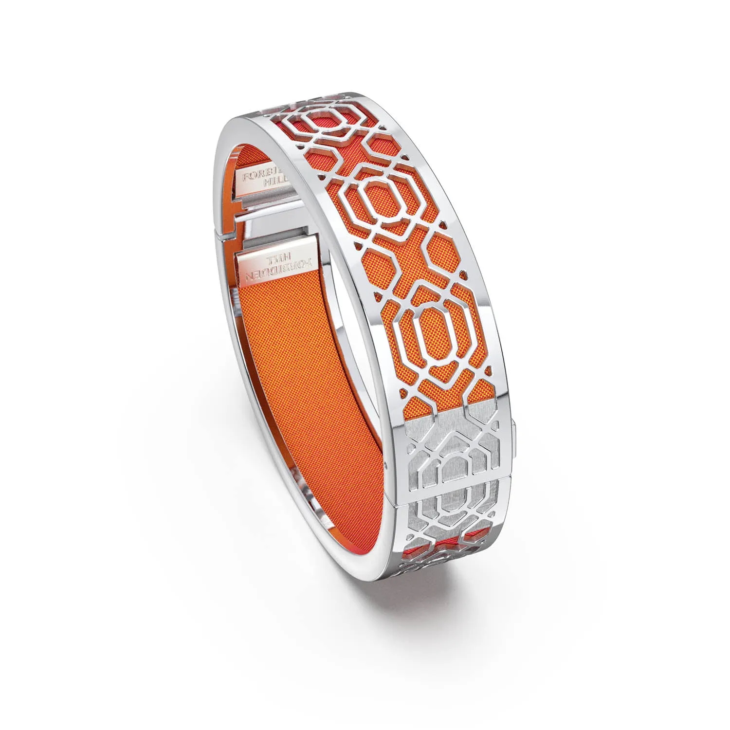 Peranakan Grace Bangle - Sunset Orange - Sterling Silver