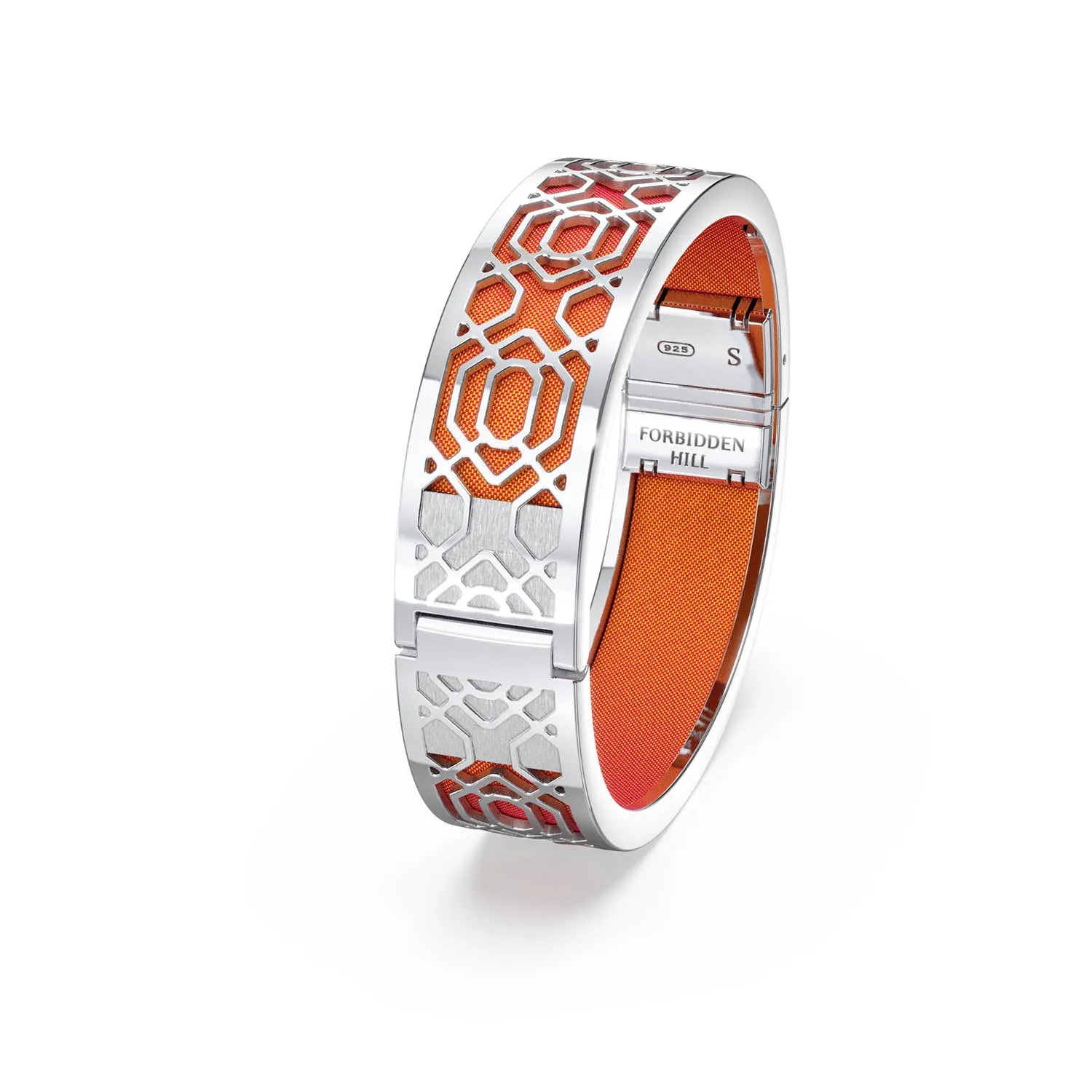 Peranakan Grace Bangle - Sunset Orange - Sterling Silver