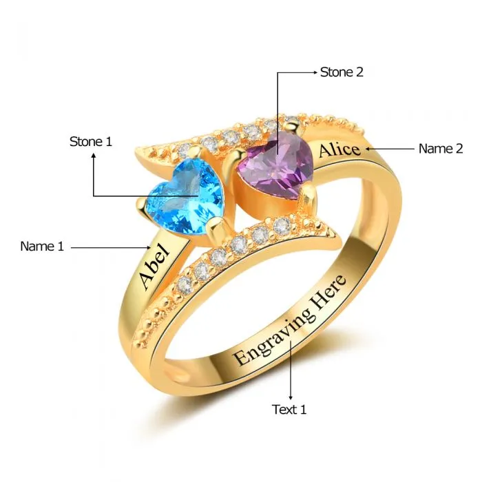 Personalized Engraved Birthstone Ring For Women