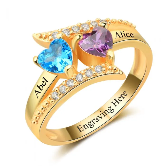 Personalized Engraved Birthstone Ring For Women