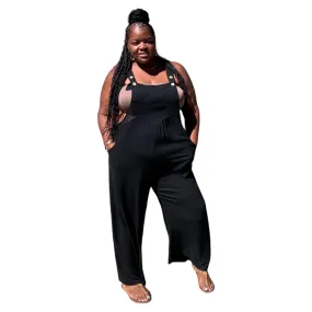 Plus Size Lazy Day Overalls In Black