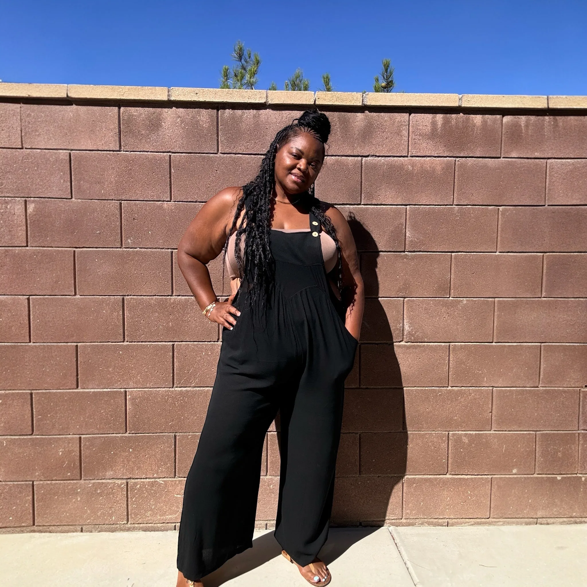 Plus Size Lazy Day Overalls In Black