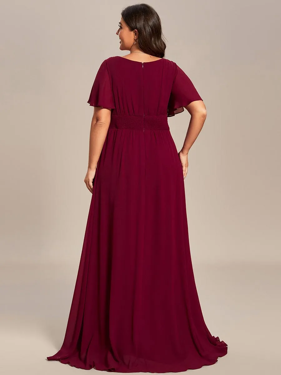 Plus Size Simple Chiffon Pleated A-Line Round Neckline Bridesmaid Dress