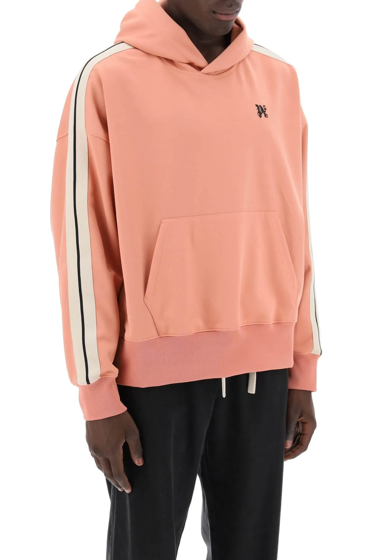 "track sweatshirt with contrasting bands PMBD043R24FAB001 PINK BLACK