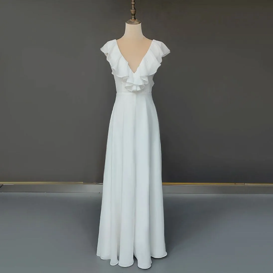 Radiant Ruffles V-Neck Gown