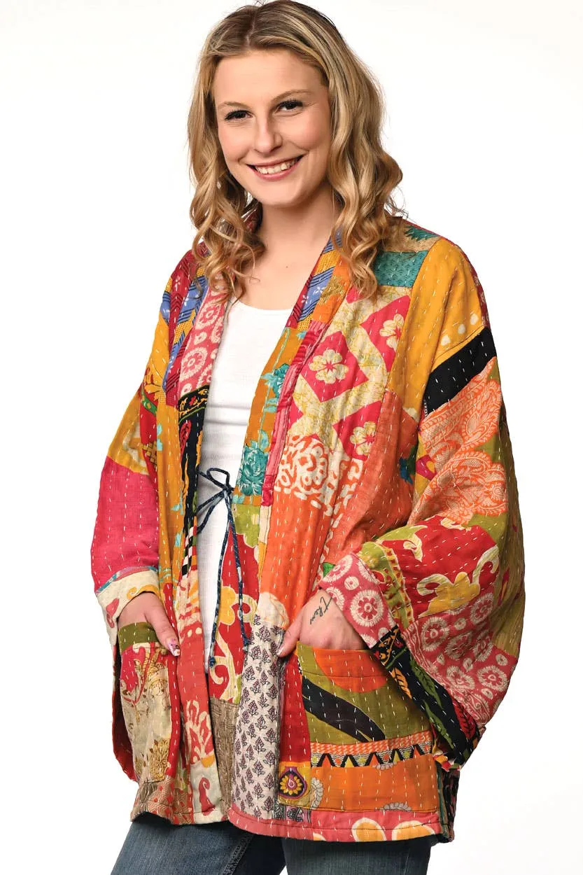 Reversible Cotton Kantha Kimono Jacket