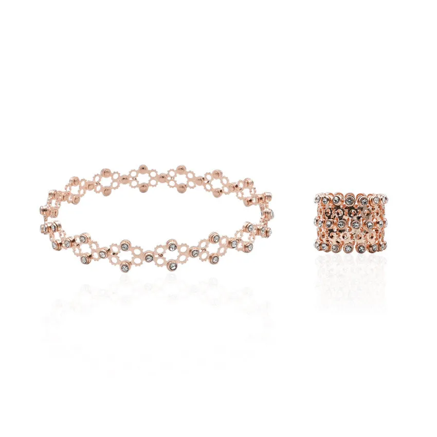 Rose Gold Two in One Ring Cum Bracelet for Women