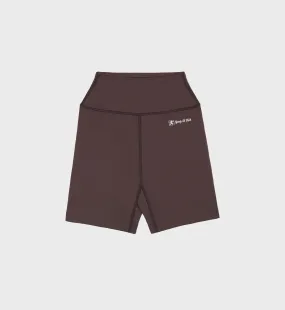 Runner Script Biker Short - Chocolate/White