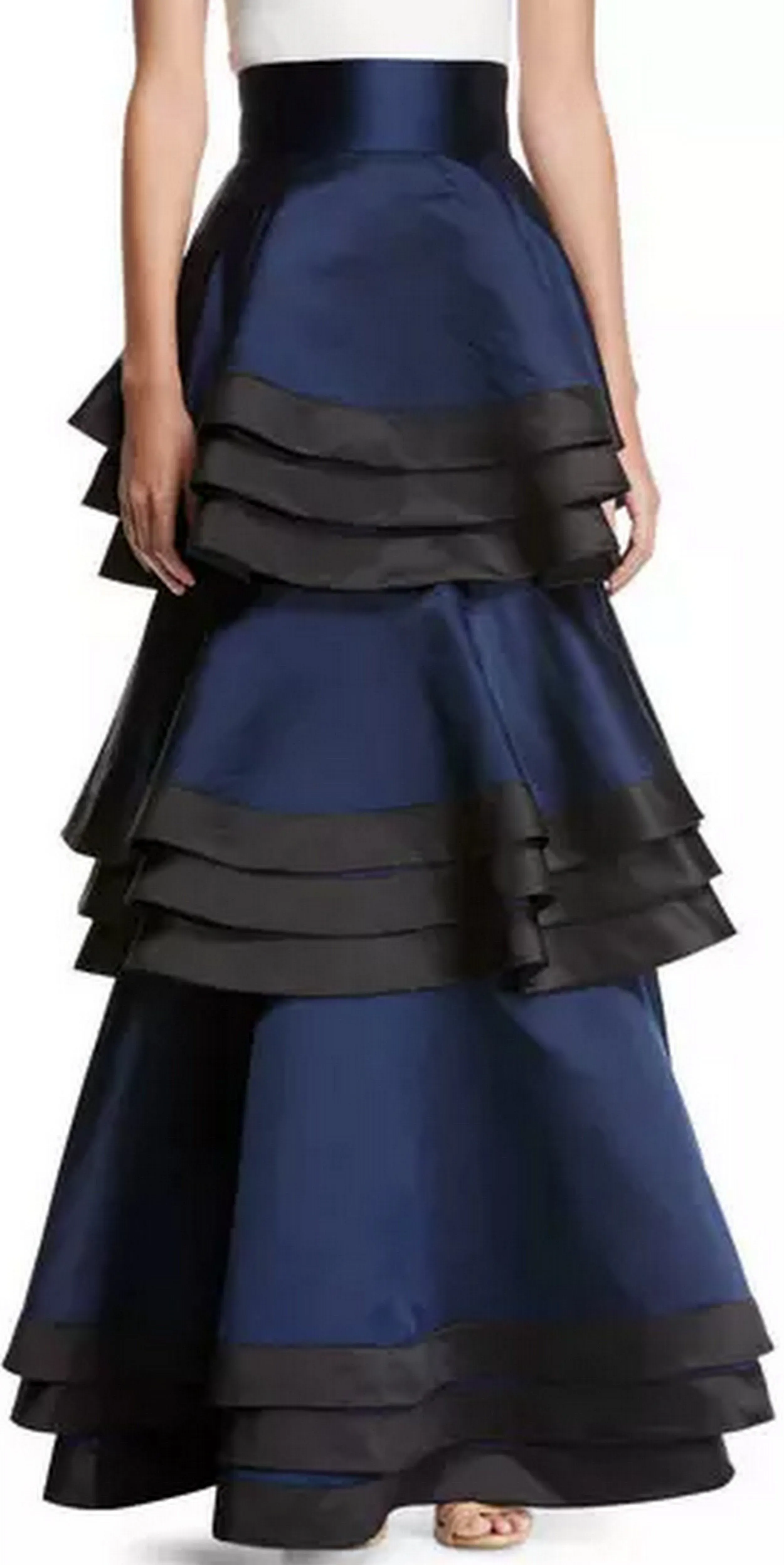 'Samba' Three-Tier Satin Maxi Skirt