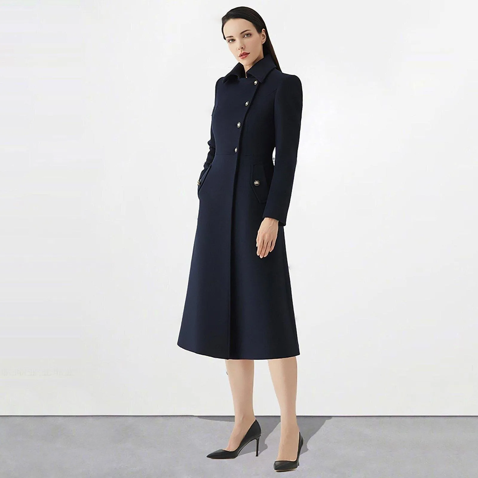 Single Breasted Wool Blend Coat