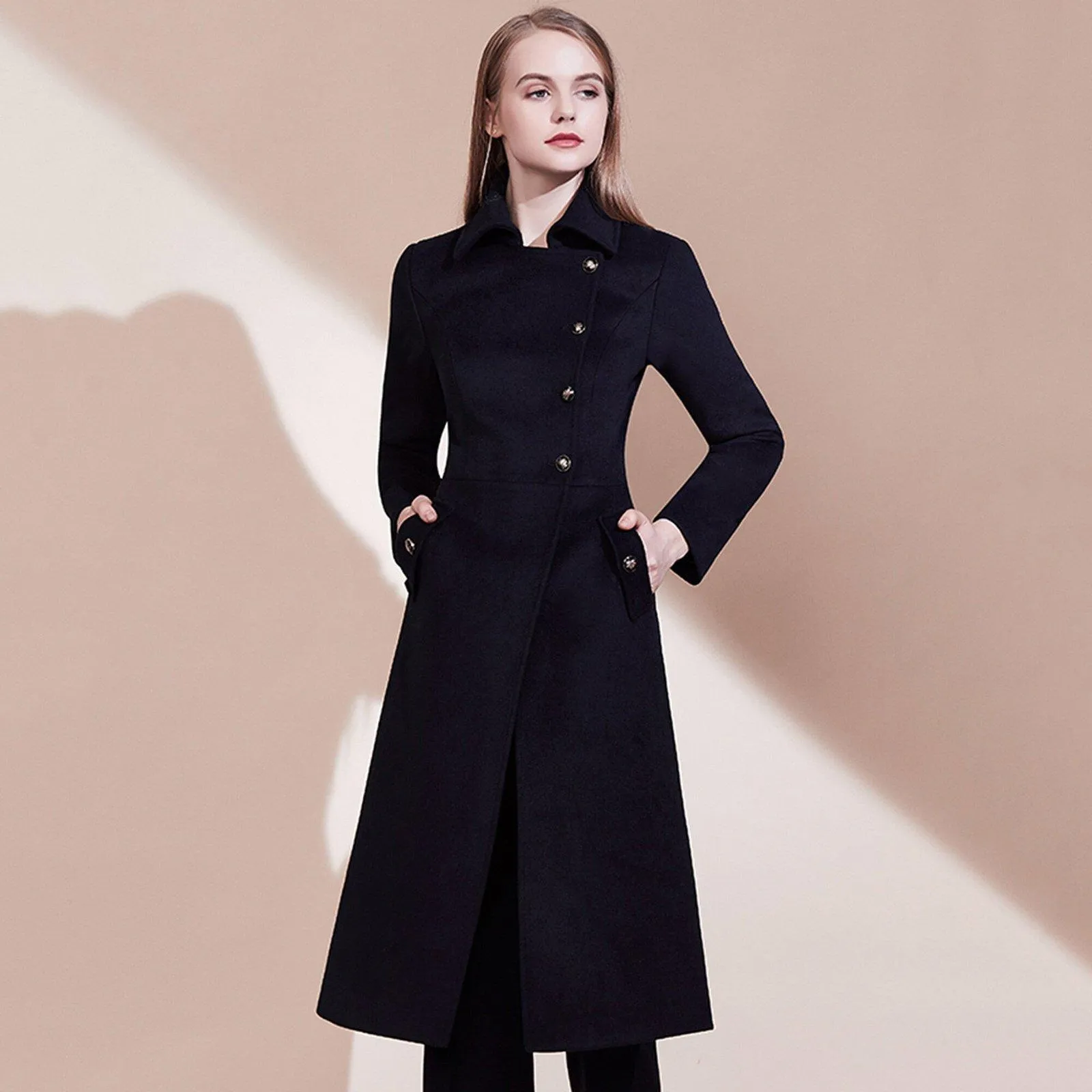 Single Breasted Wool Blend Coat