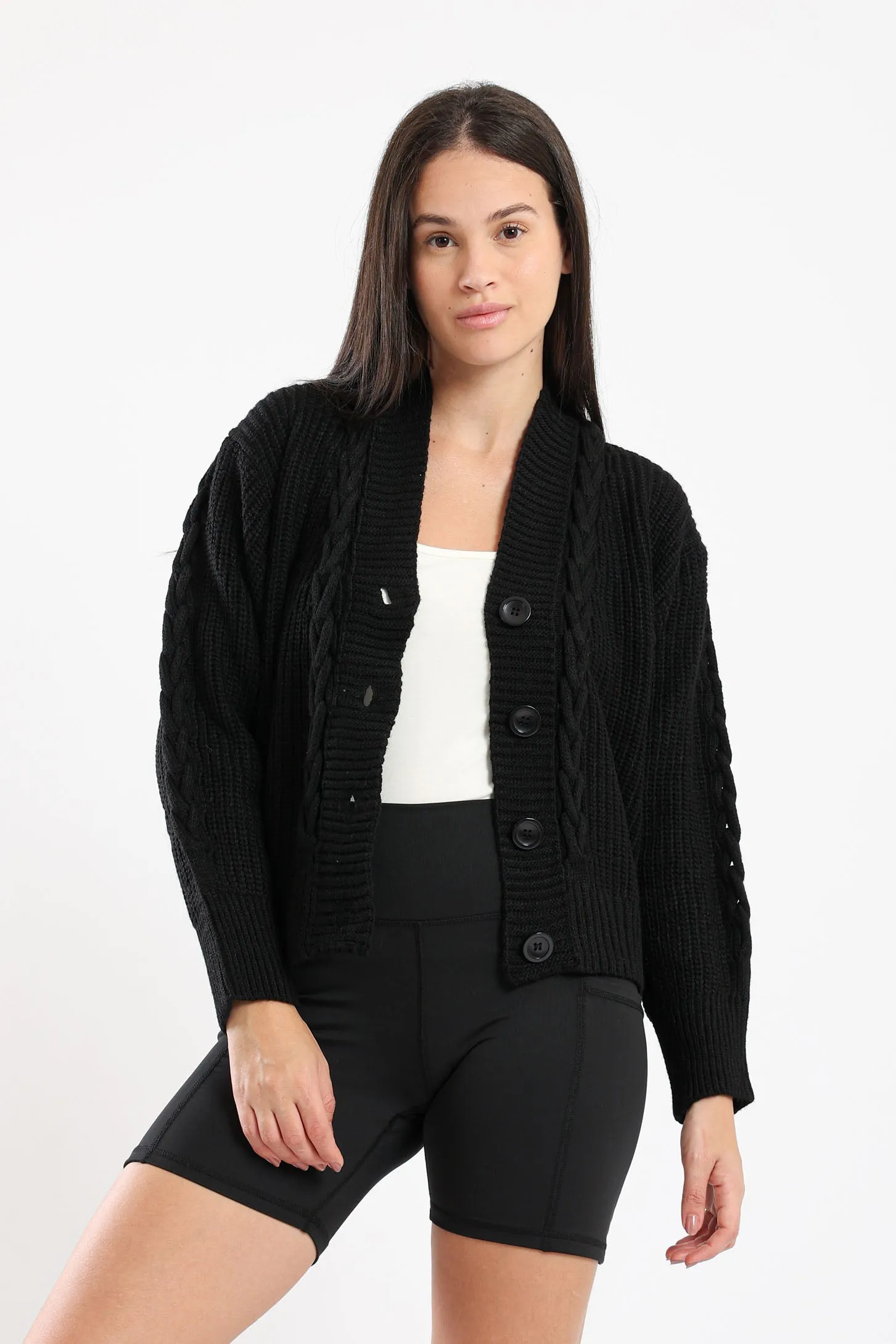 SNUGGLE KNIT CARDIGAN - BLACK