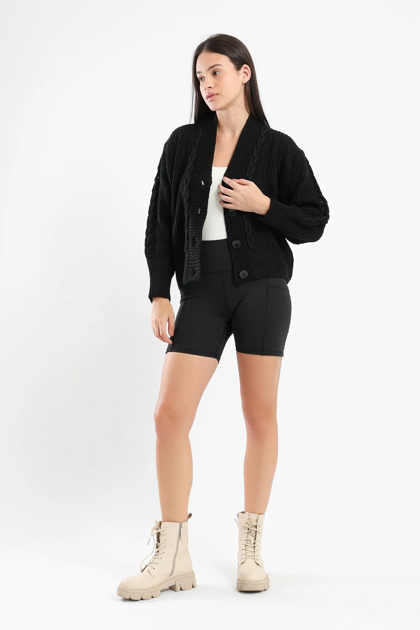 SNUGGLE KNIT CARDIGAN - BLACK