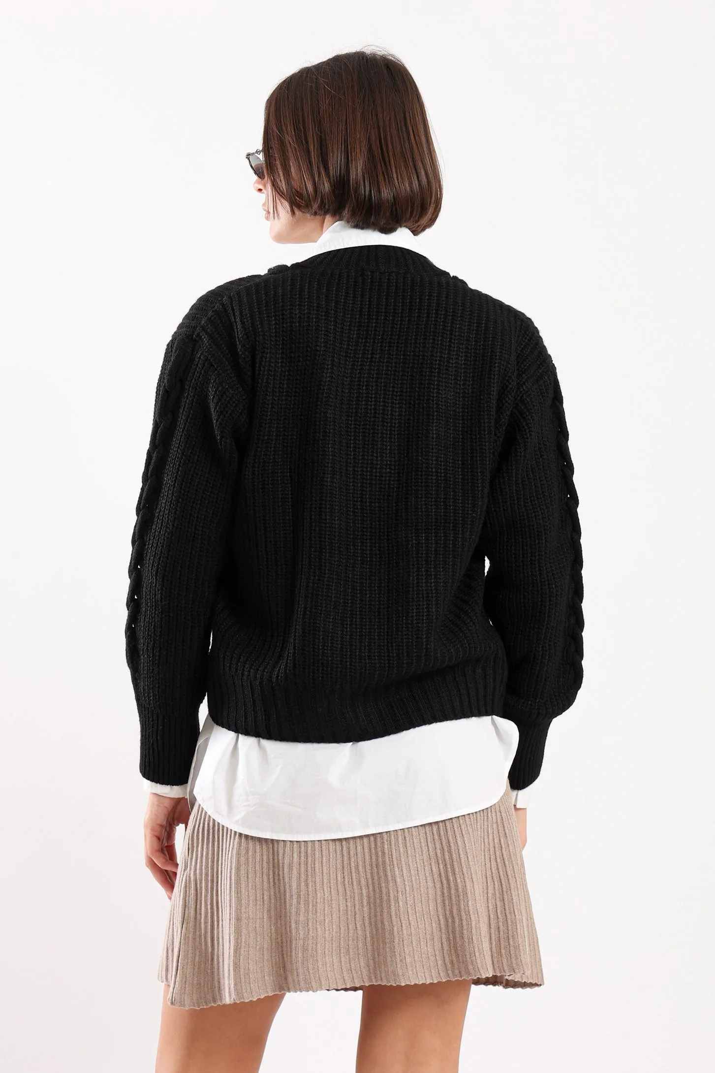 SNUGGLE KNIT CARDIGAN - BLACK