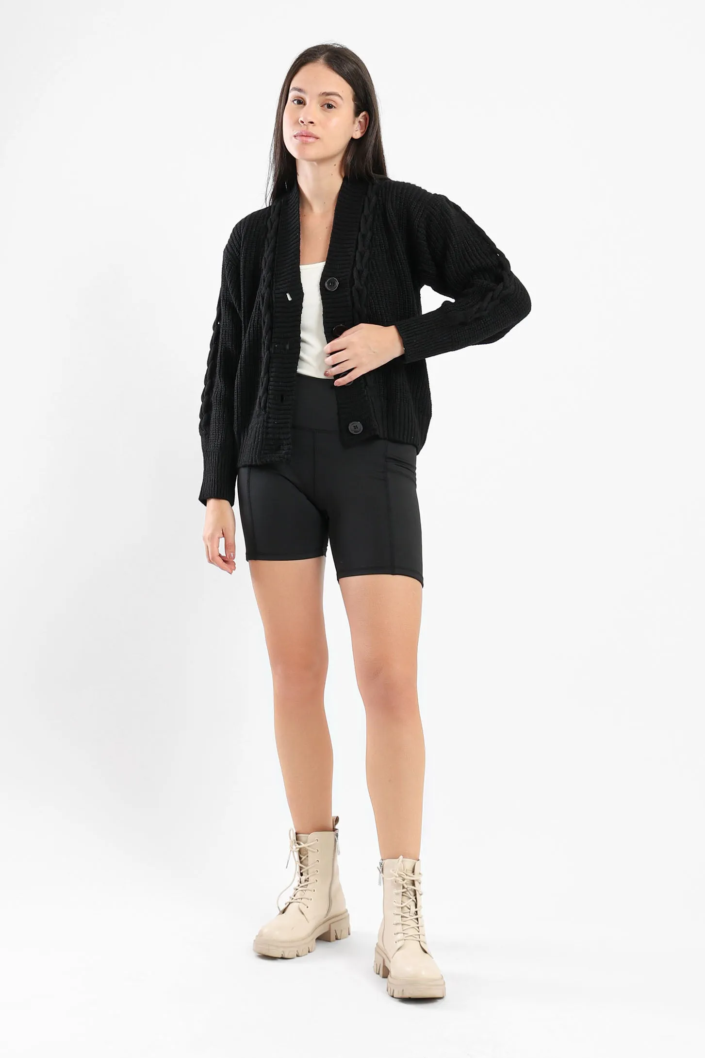 SNUGGLE KNIT CARDIGAN - BLACK