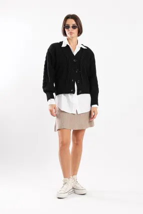 SNUGGLE KNIT CARDIGAN - BLACK