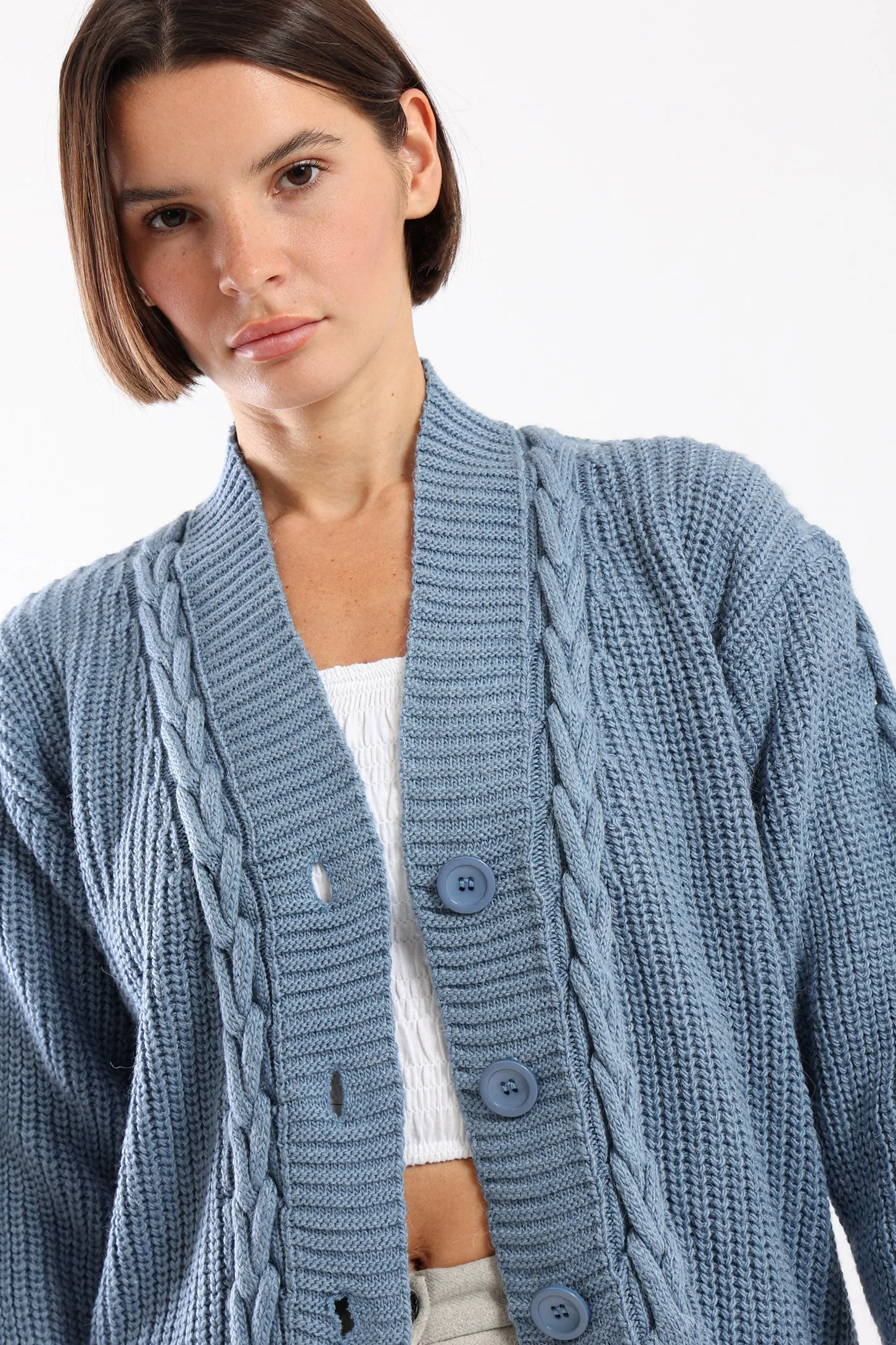 SNUGGLE KNIT CARDIGAN - BLUE