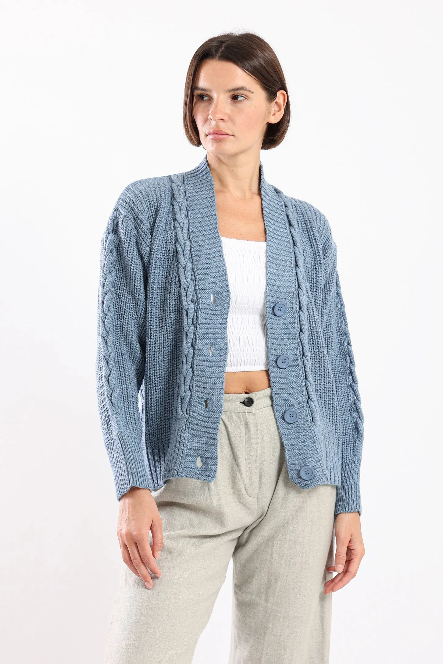 SNUGGLE KNIT CARDIGAN - BLUE