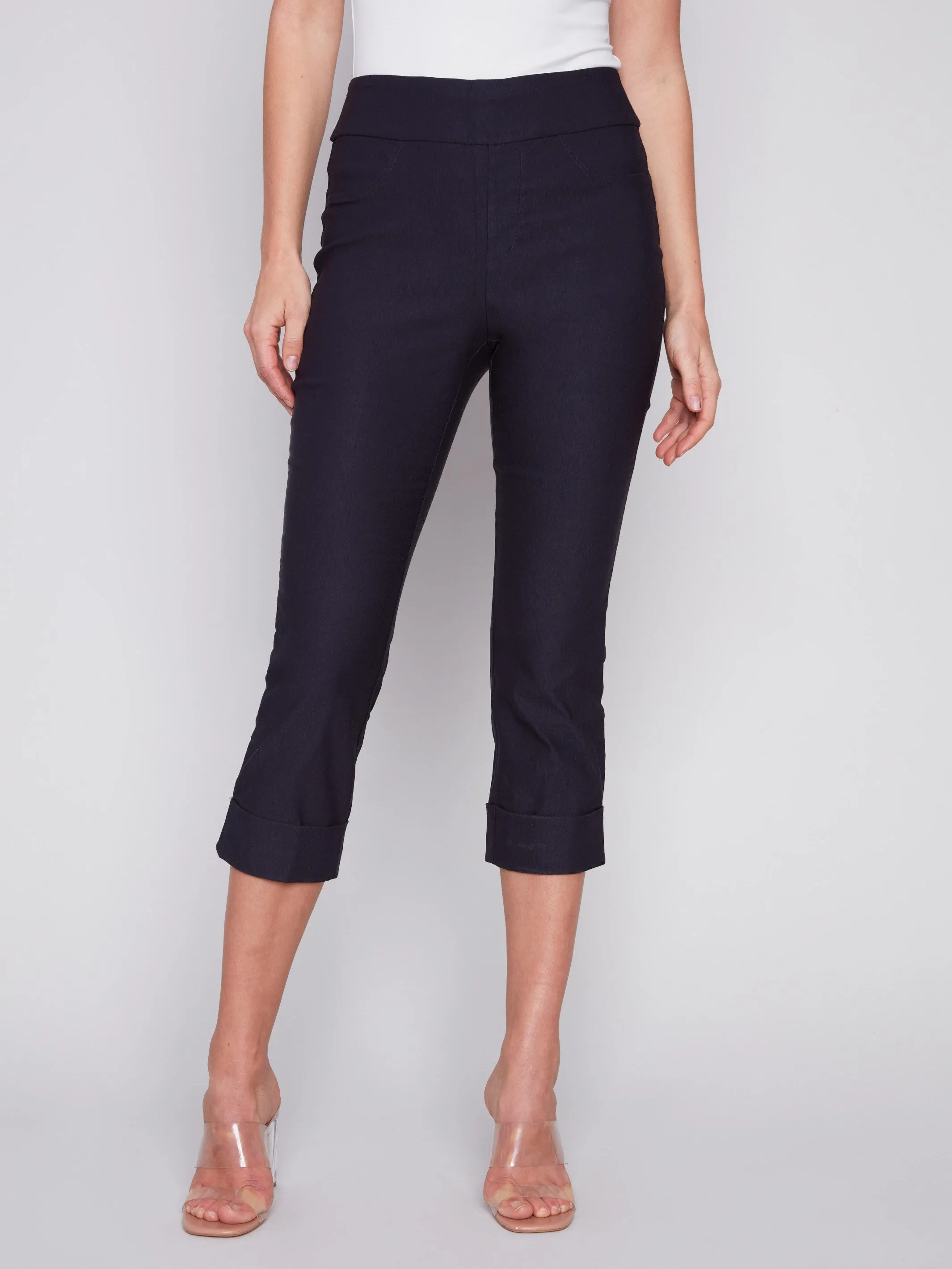 Stretch Pull-On Capri Pants - Navy