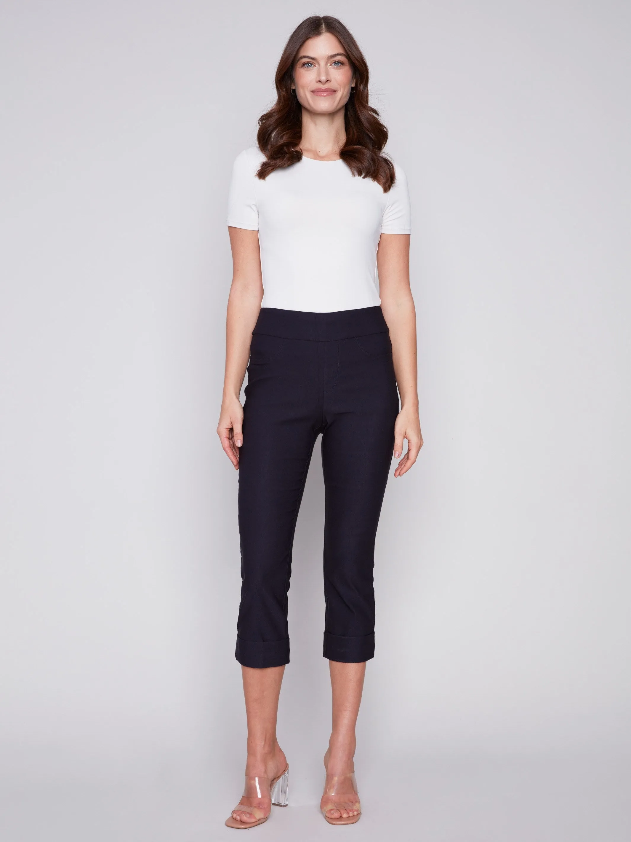 Stretch Pull-On Capri Pants - Navy