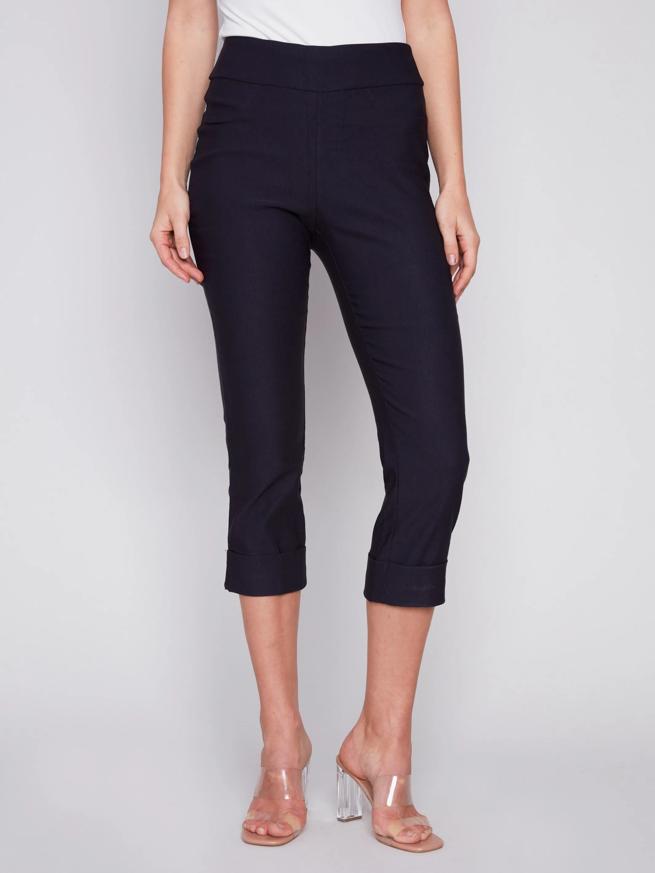 Stretch Pull-On Capri Pants - Navy