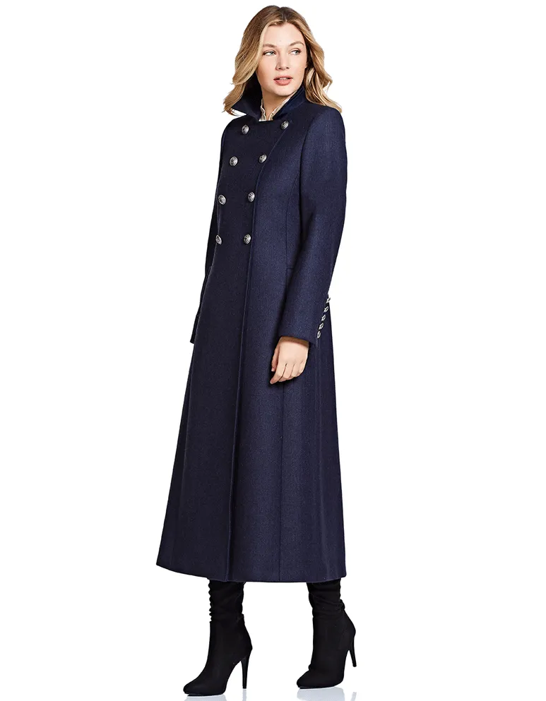 Trench Coat - Long Navy Coat - Pure Wool - 25% OFF