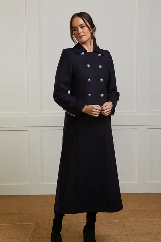 Trench Coat - Long Navy Coat - Pure Wool - 25% OFF