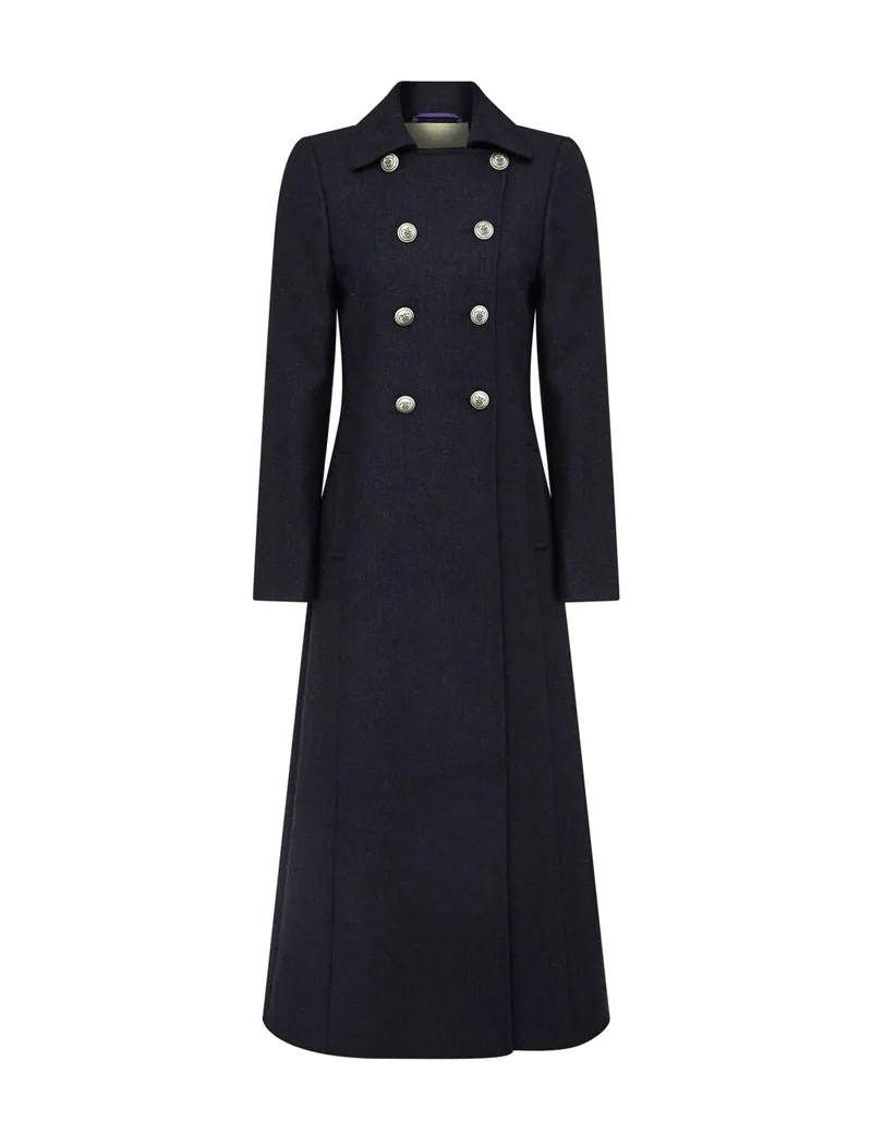 Trench Coat - Long Navy Coat - Pure Wool - 25% OFF