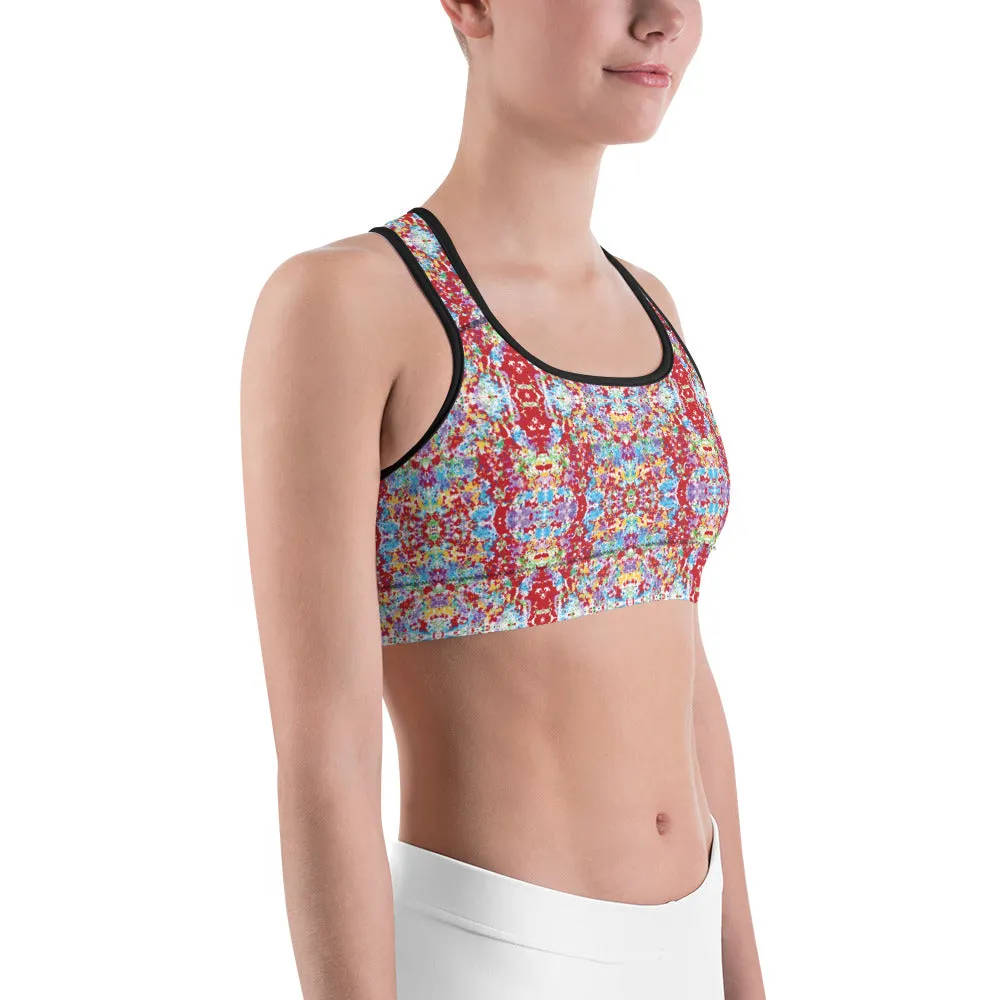 White Rainbow Kaleidoscope Sports Bra for women, Workout Bra, Athletic Bras