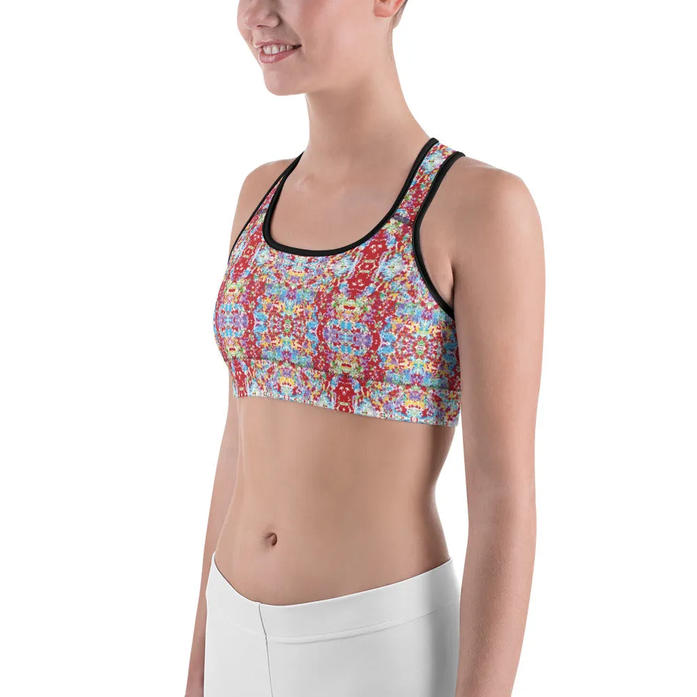 White Rainbow Kaleidoscope Sports Bra for women, Workout Bra, Athletic Bras