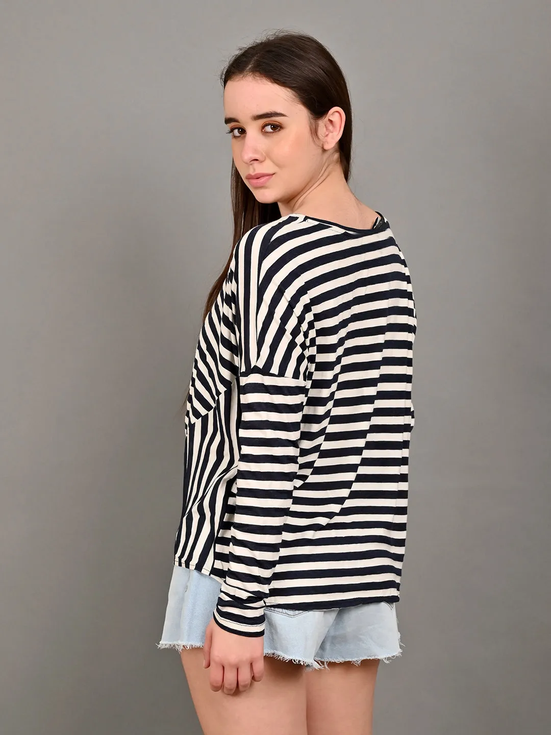 Women Black Striped Top