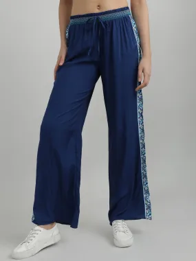 Women Blue Side Print Lounge Pants