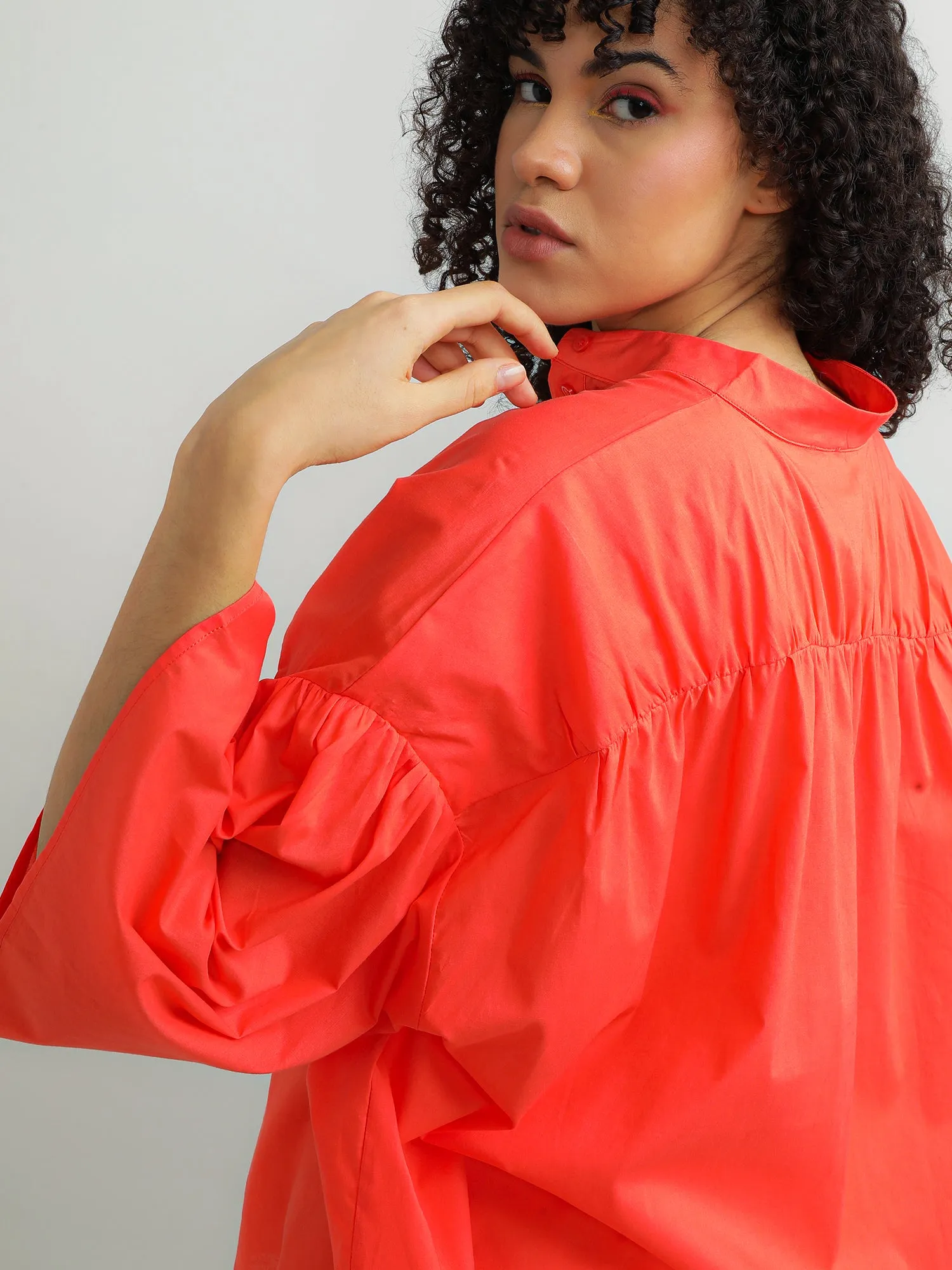 Women Cotton Oversize Coral Top