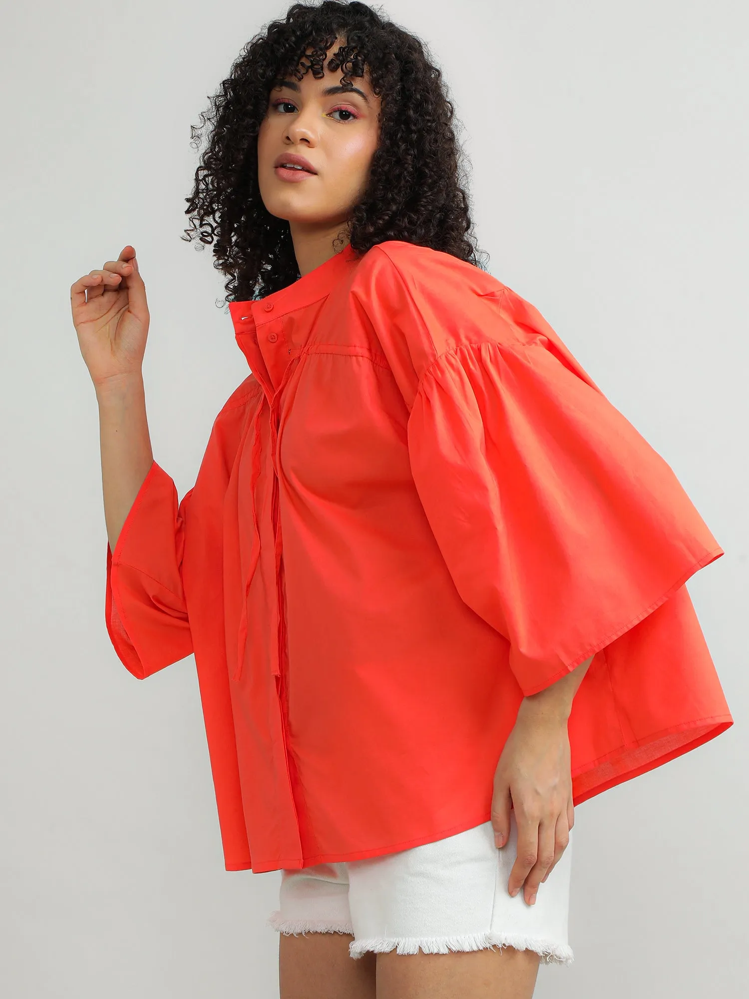 Women Cotton Oversize Coral Top