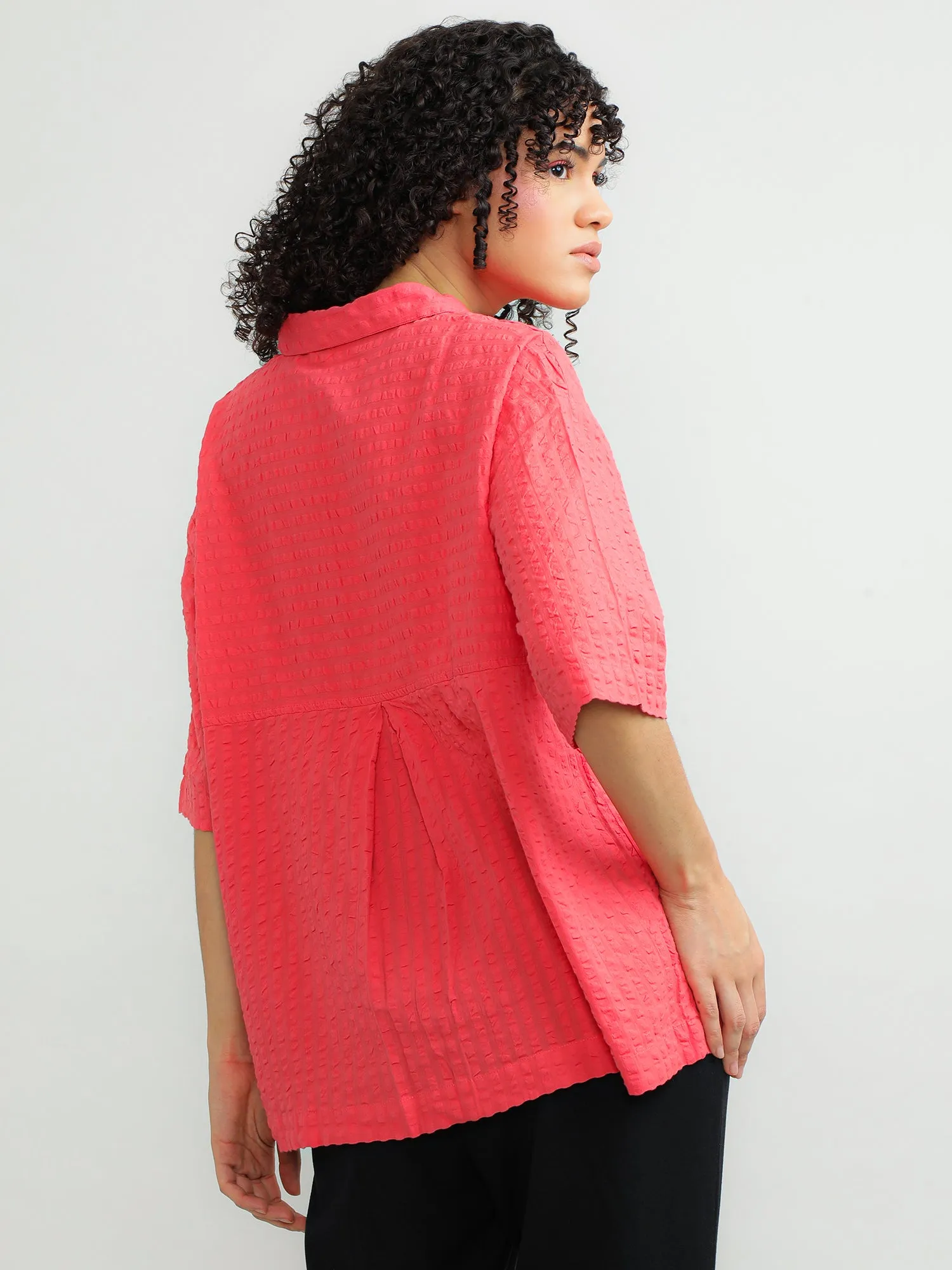 Women Cotton Pink Casual Shirt