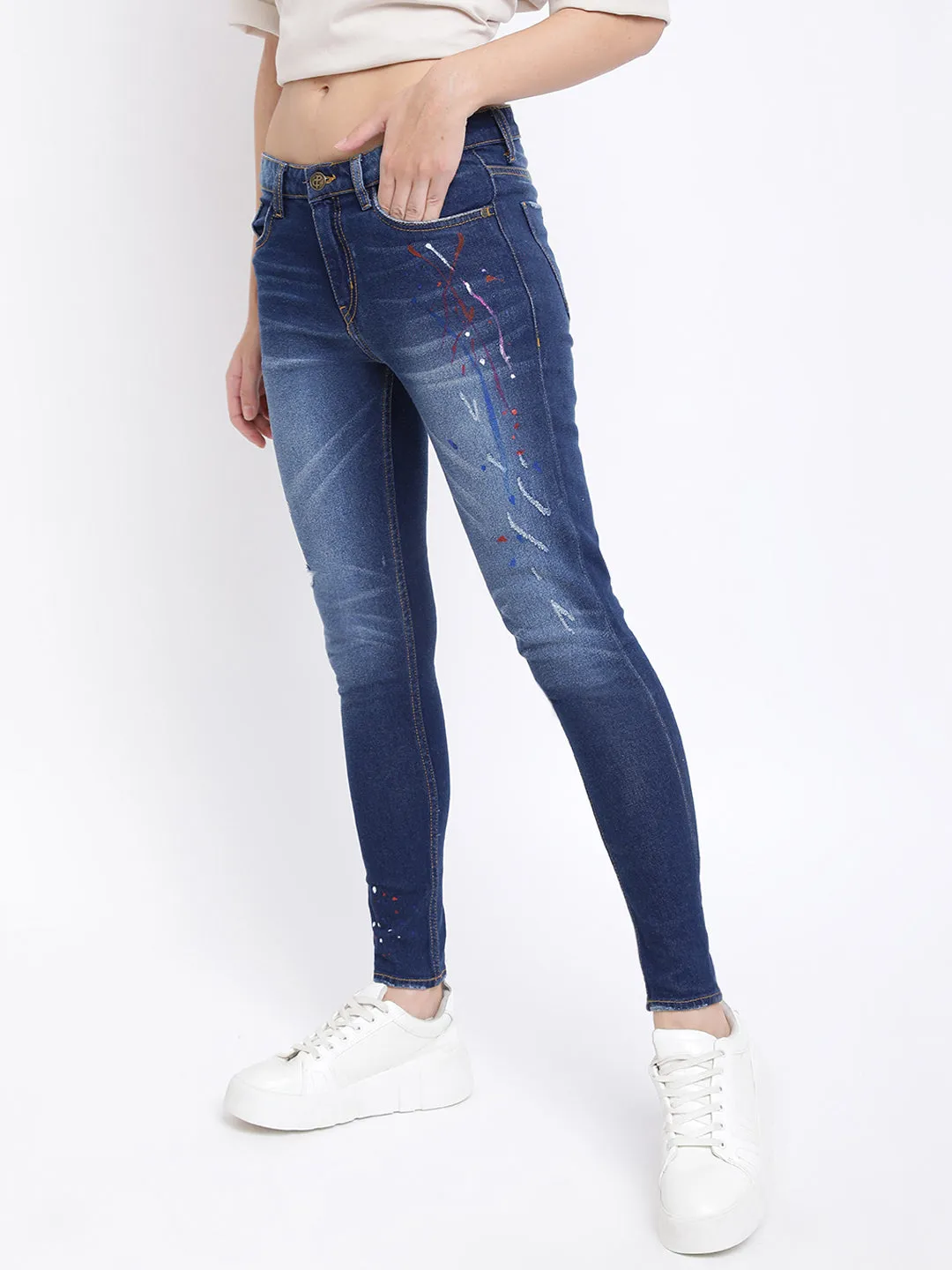 Women Dark Blue Skinny Fit Jeans