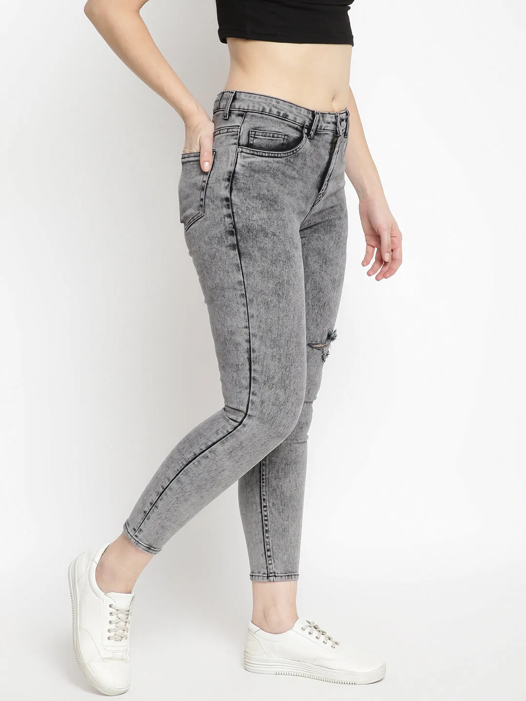 Women Grey Skinny Fit Denim Jeans