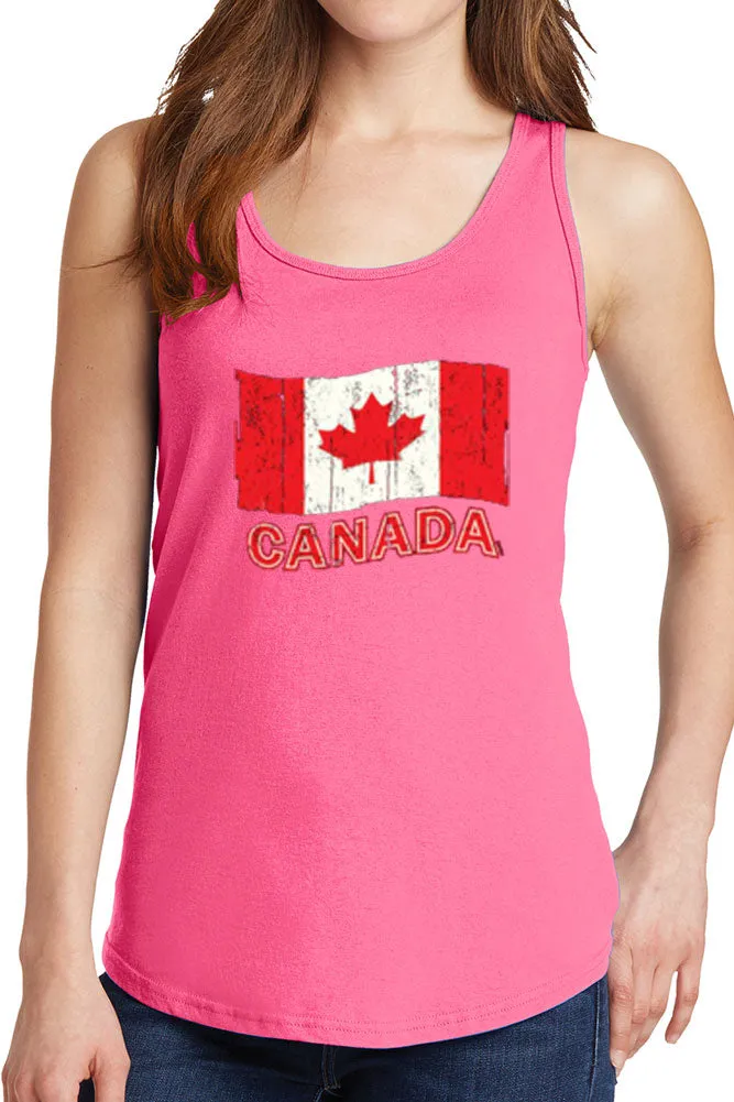 Women's Canadian Flag Red and White Core Cotton Tank Tops -XS~4XL