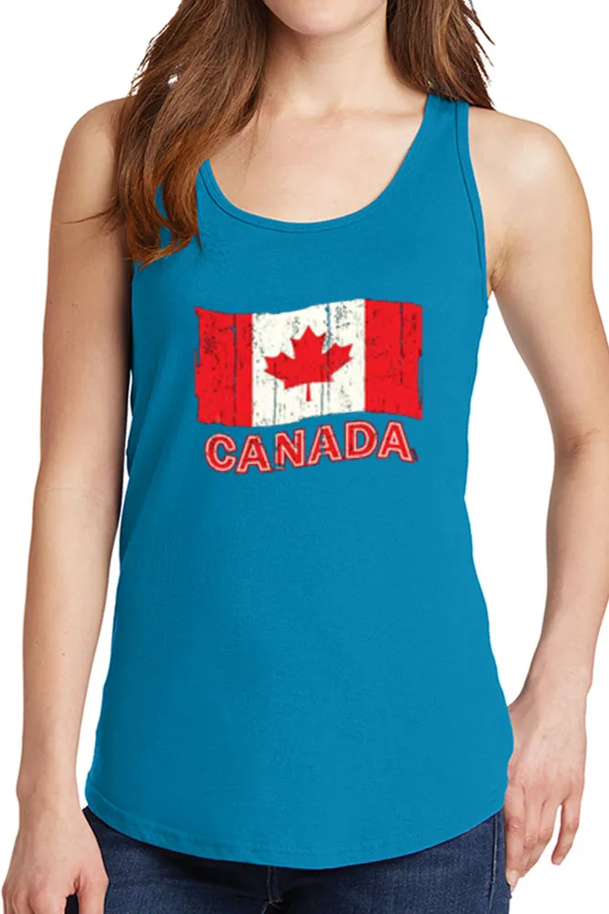 Women's Canadian Flag Red and White Core Cotton Tank Tops -XS~4XL