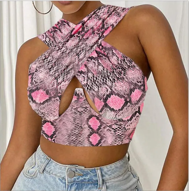 Womens Criss Cross Tank Tops Sexy Sleeveless Solid Color Cutout Front Crop Tops Party Club Streetwear Summer Lady Bustier Tops