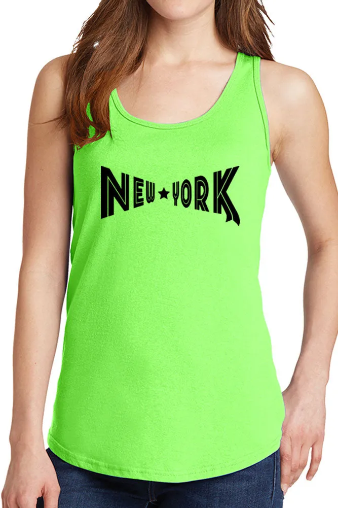 Women's New York with Star Design Core Cotton Tank Tops -XS~4XL