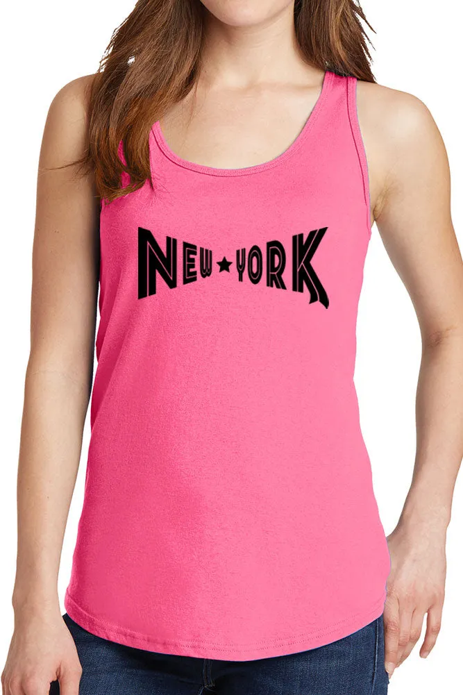 Women's New York with Star Design Core Cotton Tank Tops -XS~4XL